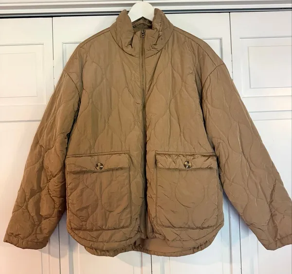 Sonoma tan quilted puffer jacket oversized large - Image 4