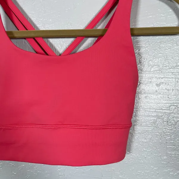 Lululemon Women 4 Coral Pink Energy Sports Bra Long Line Strappy Athleisure - Image 2