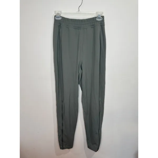 Lululemon Everlux High-Rise Zip-Leg Track‎ Pant Full Length Sz 4 Gray Sage - Image 3