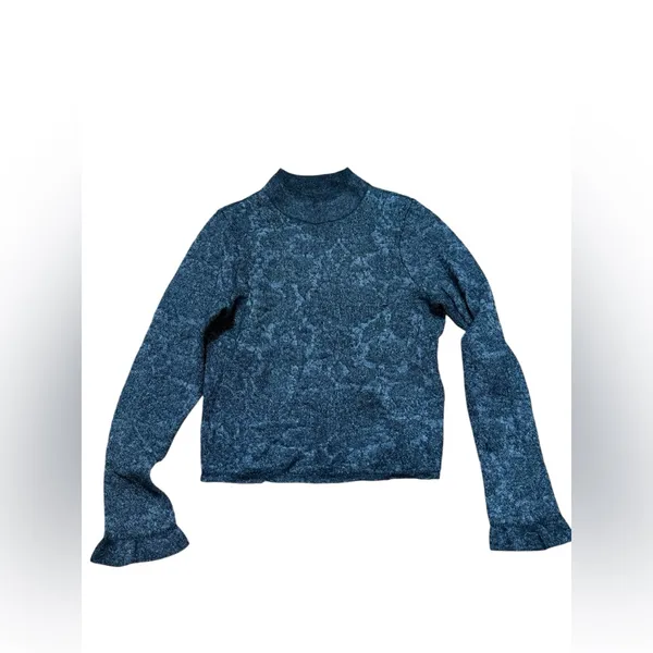 by Anthropologie Hanna Lace Merino Wool Mock‎ Neck Sweater Sz M Black Sheer - Image 10
