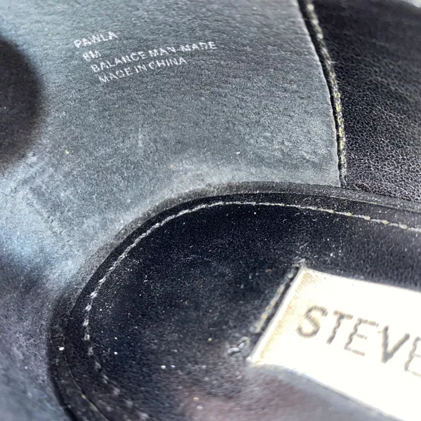 Steve Madden suede open toe heels black upper w/ brown heels sz 8 - Image 5