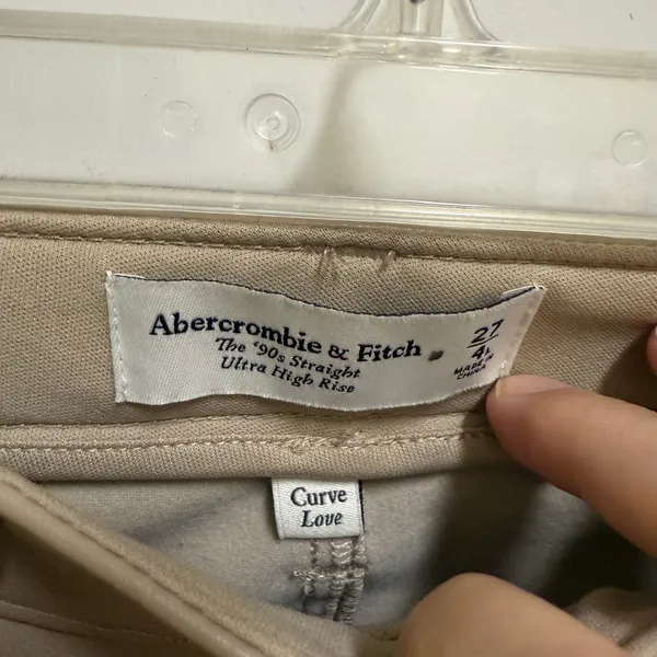 Abercrombie Curve Love Vegan Leather 90s Straight Pants Tan 27 Long High Rise 4‎ - Image 7