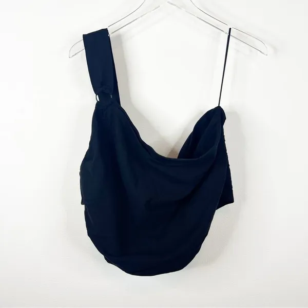 NWT ZARA One Shoulder Linen Blend Tank Women's Size XXL Black Minimalist‎ - Image 2