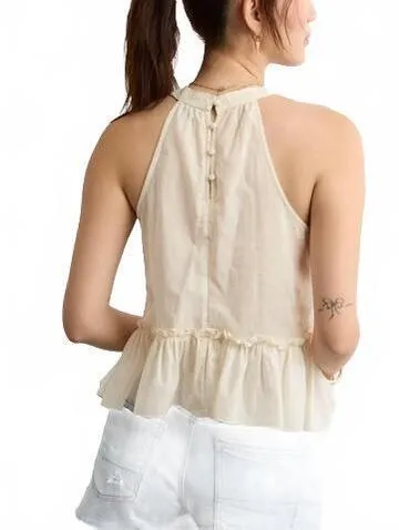 AE Embroidered Halter Tank Top American Eagle NWT Cream XS - Image 2