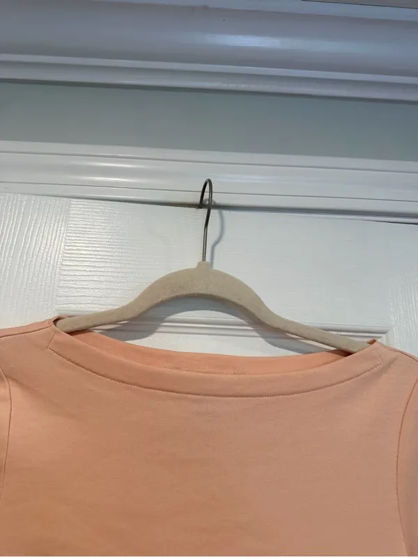 NWOT LRL Lauren Ralph Lauren Size XS Pink Boat Neck Cuffed Sleeve Top Cotton - Image 2