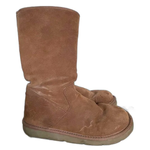 Ugg Chestnut Brown Zip-Up Tall Sheepskin Shearling Boots, Size 7 - Image 2