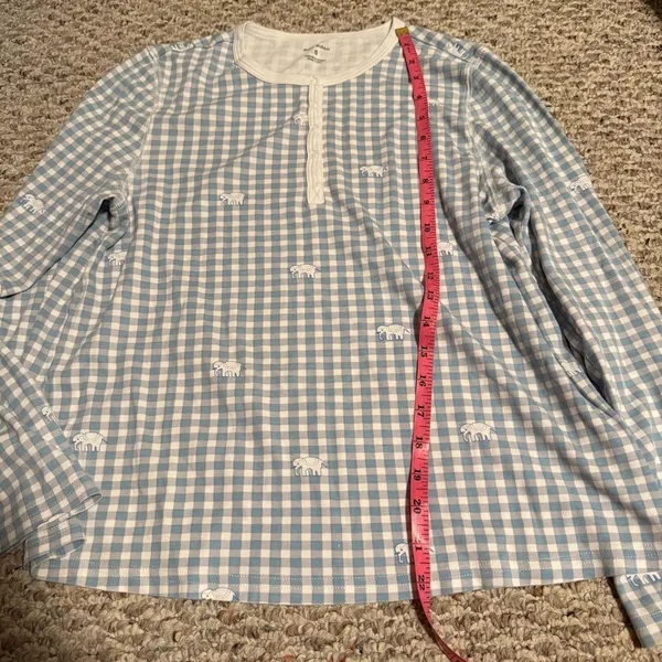Roller Rabbit Hathi Gingham Pajama Blue Elephant PJ Top- Size Small - Image 7