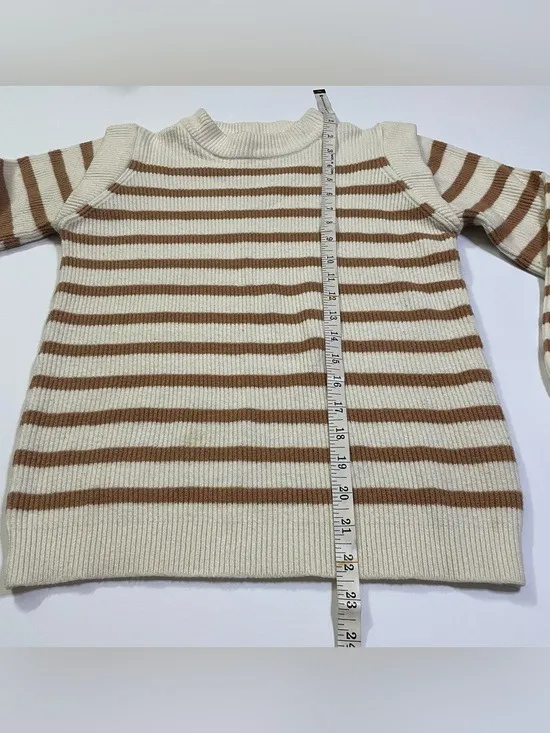 PrettyGarden Cream Sweater Tan Stripes size S - Image 4