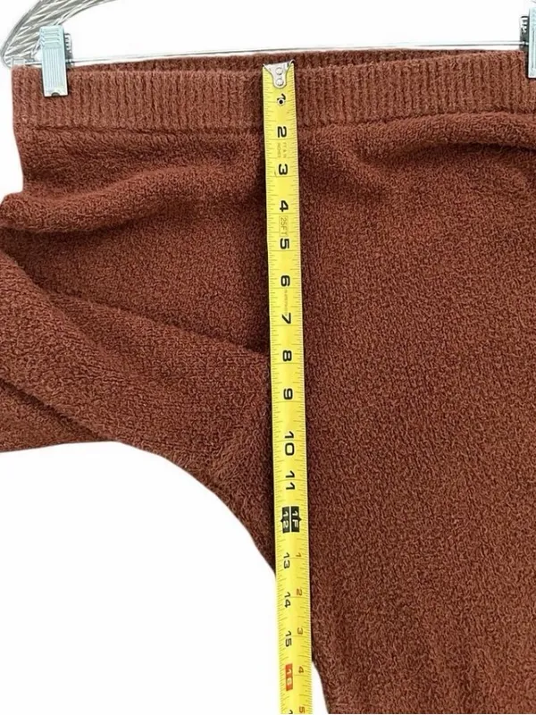 Reformation Isle Organic Cotton Brown Knit High-Waist Wide-Leg Pants M - Image 3