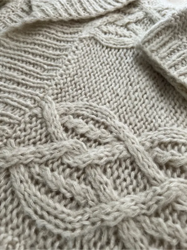 American Eagle Wool Mohair Open Front Chunky Knit Shawl Cardigan Y2K L - Image 8