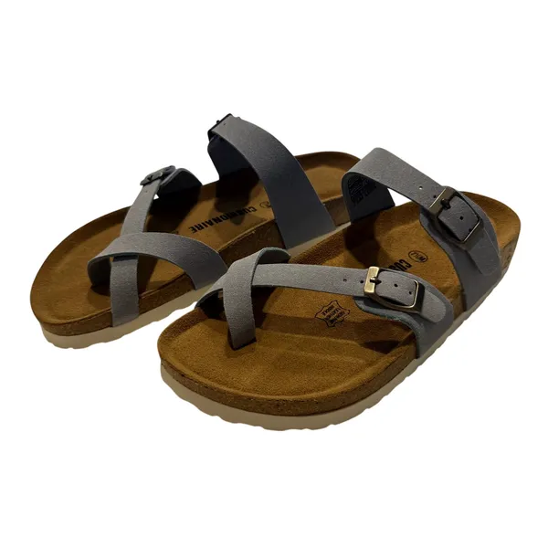 Cushionaire Luna Cork Footbed Sandal Suedes in Blue, Size 7.5 - Image 2