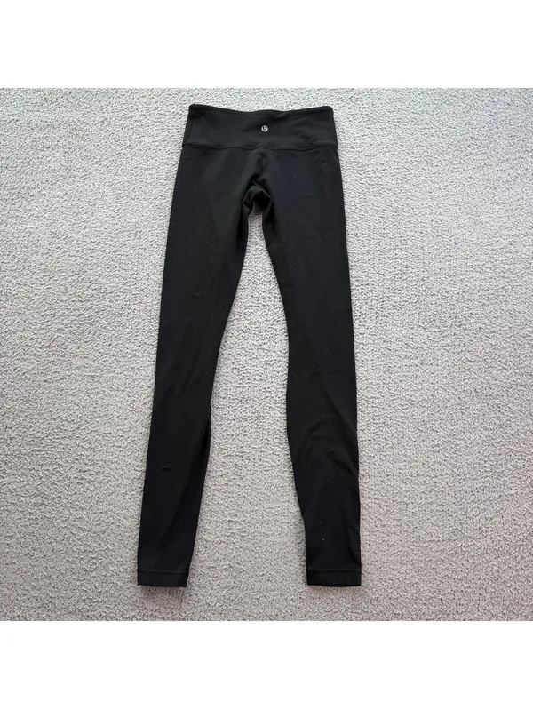 Lululemon Black High Rise Leggings Women’s Size 4 Athletic Yoga Pants Stretch - Image 2