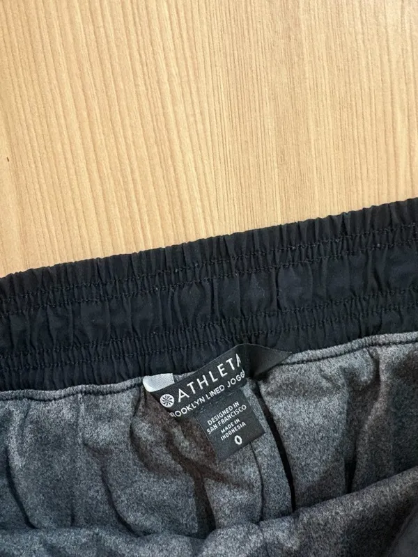 Athleta Brooklyn Lined Jogger Pants 0 Solid Black Elastic Waist Pockets Neutral - Image 2