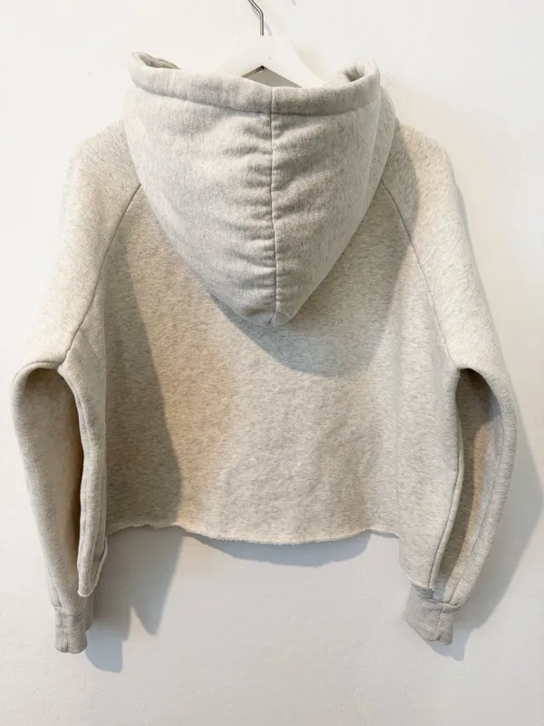 POL Hoodie Size Small Light Gray Heathered Fleece Raw Hem‎ Sweatshirt Normcore - Image 9