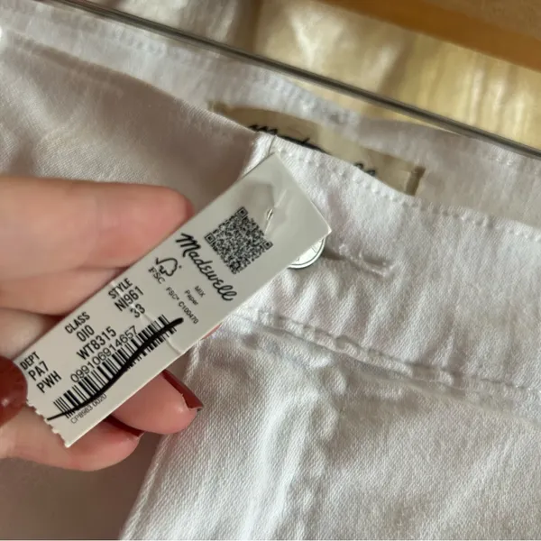 Madewell Kick Out‎ Crop Jeans Flare Denim Pure White NWT Size 33 (US 16) - Image 5