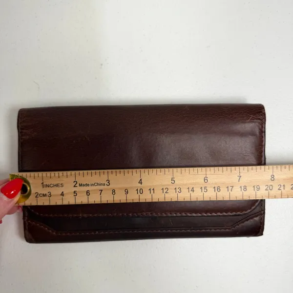 Brown Distressed Wallet Leather RFID Blocking Clutch Snap Accordion Organizer - Image 10