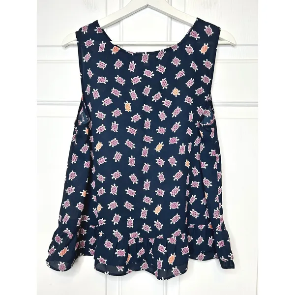 Maison Jules Turtle Print Sleeveless Blouse‎ Top XL - Image 2