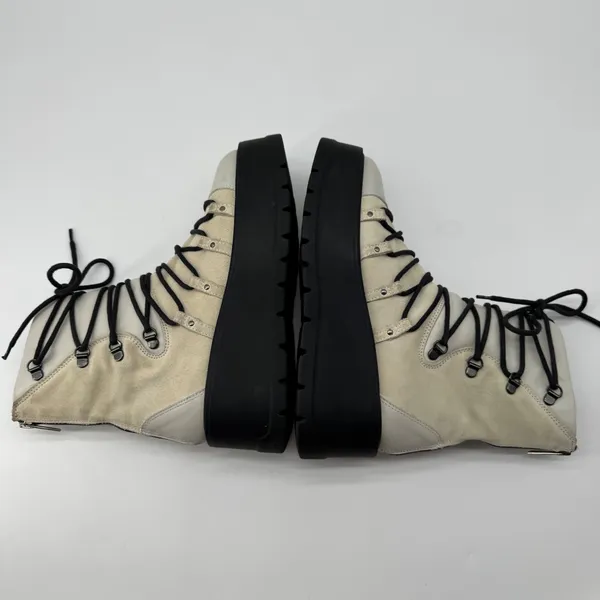 Free People Simone Platform Combat‎ Boots 38 Cream Leather Suede Zip Up Alt Goth - Image 7