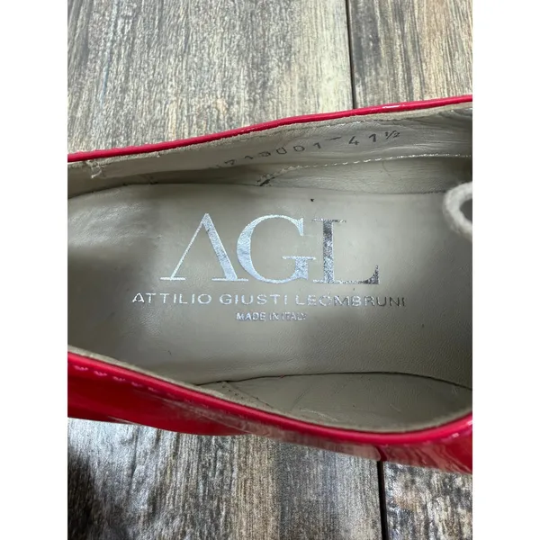 AGL Attilio Giusti Leombruni Red Patent Leather Oxfords Flats N713001 Size 11 - Image 6