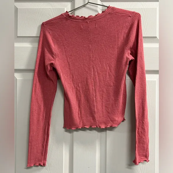 Abercrombie & Fitch Pink Long Sleeve Ribbed Top - Size Medium - VGUC - Image 2