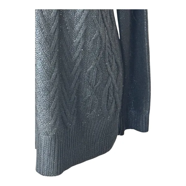 Club Monaco Sweater Women Medium Navy Blue Metallic‎ Cable Knit Pullover Preppy - Image 7