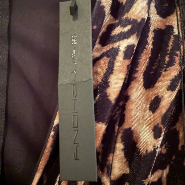 Symphony Animal Print Fringe Bodycon Mini Dress Women's Small Brown‎ Black Retro - Image 4