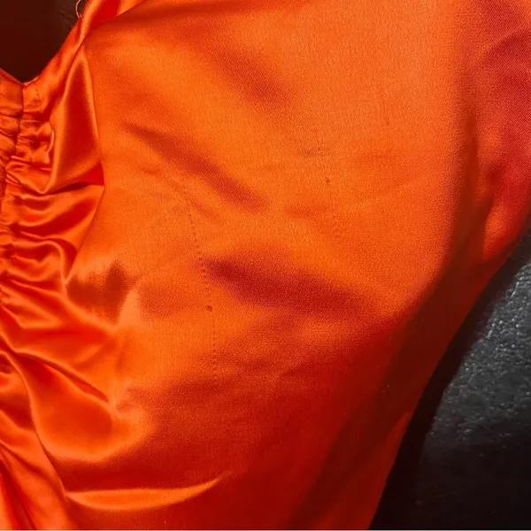 Jason‎ Wu Orange/Red Satin Feel Midi Dress Size Large - Image 6