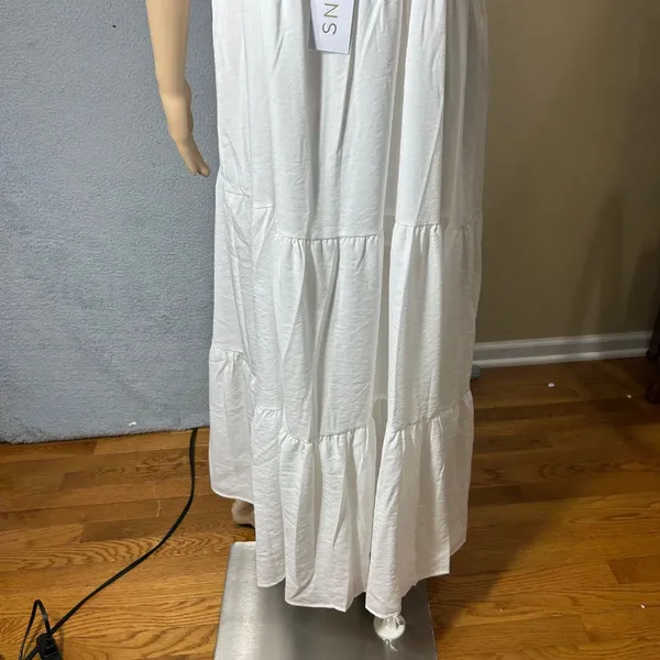 SNDYS Indigo Dress Womans XL White Maxi Plunging Neckline Summer Flowy NEW‎ - Image 10
