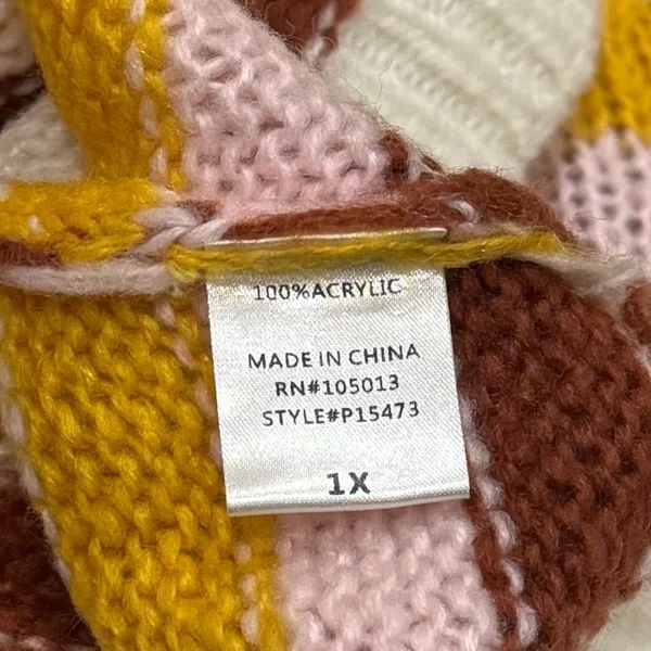 NEW Andree by Unit Striped Cozy Spring Knit Sweater‎ Artsy Garden Size 1X - Image 8