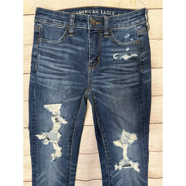 Women’s American Eagle Jeggings Next Level Stretch Distressed Size 0 Short Jeans - Image 2