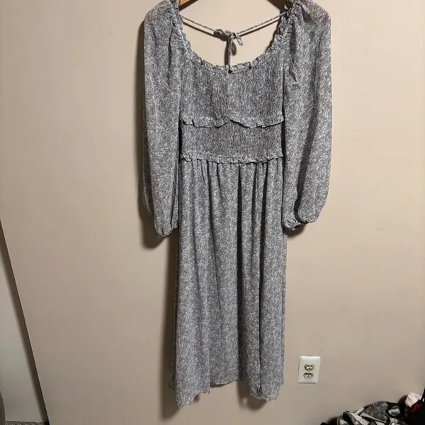 ASTR The Label Bodice Long Sleeve Dress Soft Blue Floral- Size XS - Image 2