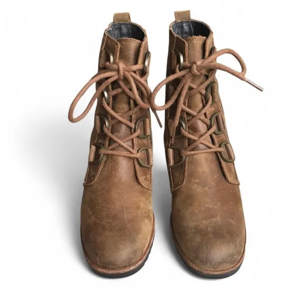 Sorel Womens Size 8 Brown Suede Lace Up Ankle Fashion Boots Bootie - Image 3