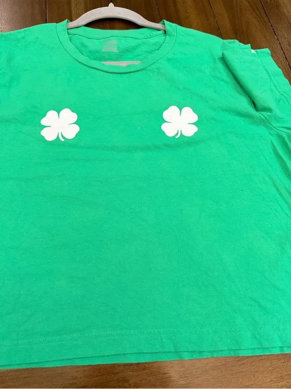 PINK Victoria's Secret St Patrick's Day Shamrock Green Crop Tee Shirt Size L - Image 7