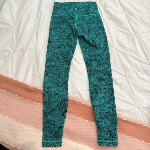 Lululemon Wunder Under High Rise Leggings Tights 28” Viridian Green Black Sz 6 - Image 4