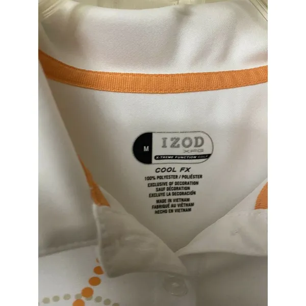 Izod‎ Perform Xtreme function golf cool-fx polo Sz M Retro Circles Orange Brown - Image 6