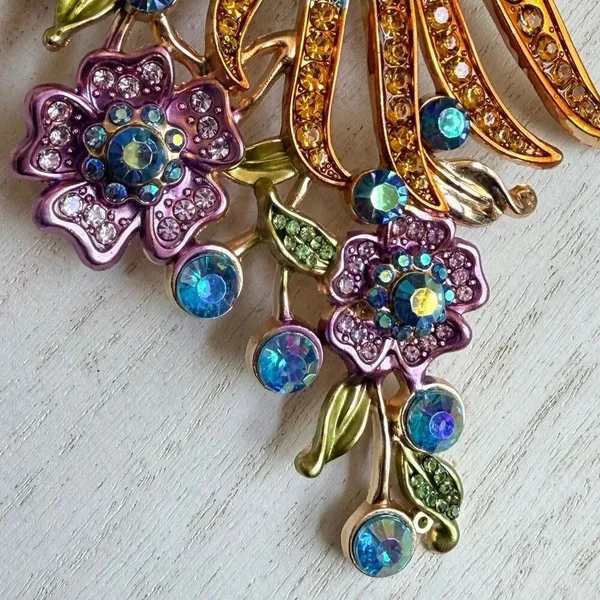 Multicolor Rhinestone Phoenix Statement Brooch - Image 3