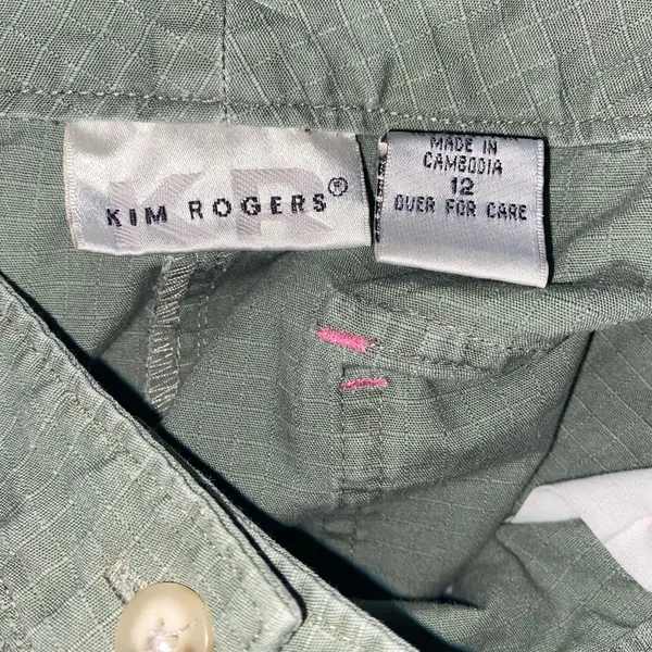 Kim Rogers Olive Green Flat Front Chino Hiking Shorts Women's Size 12 - Image 6
