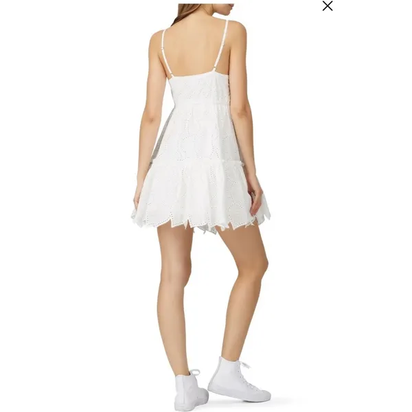 Minkpink White Nirvana Embroidered Leaf Swing Mini Dress XS - Image 6