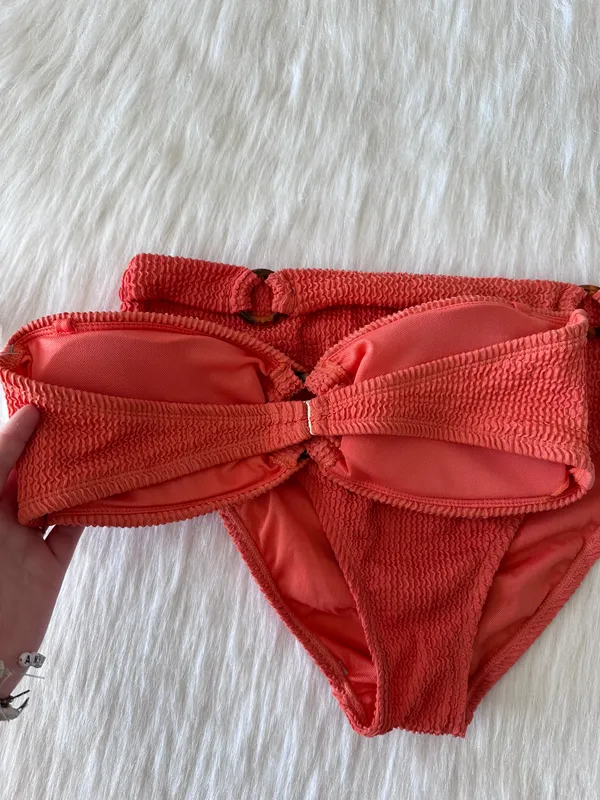 Time & Tru Bandeau High Waist Textured Bikini Set - Image 6