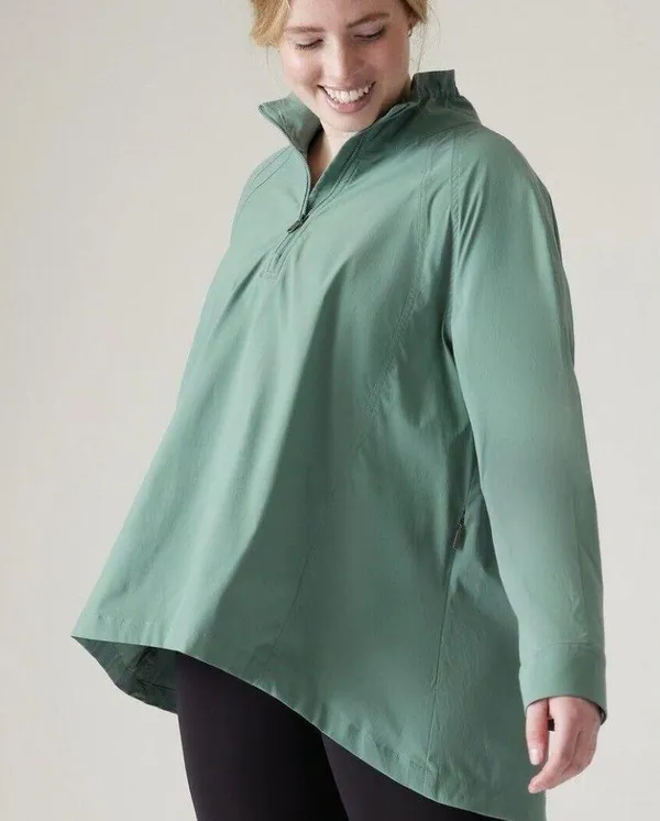 NEW Athleta L Advantage Poplin Top Teal Breathable Zip Pockets Ventilation Large - Image 4