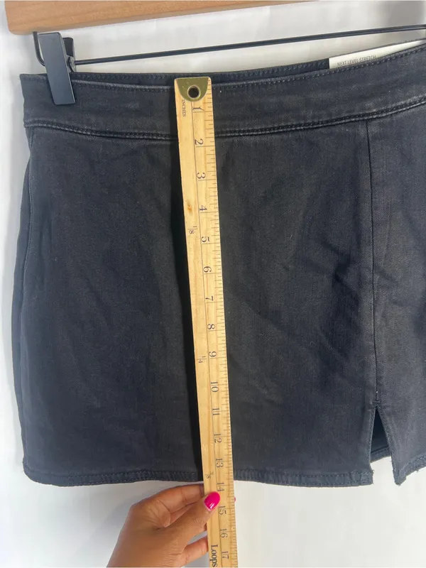 American Eagle High-Rise Black Denim Mini Skort Size 0 25W NWT - Image 10