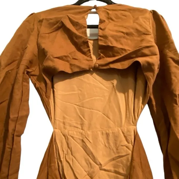 All About May Linen Blend‎ Dress Brown Size 6 - Image 6