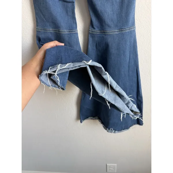 WE THE FREE Women's Just Float On Flare Jeans 27 High Rise Raw Hem Boho Festival - Image 10