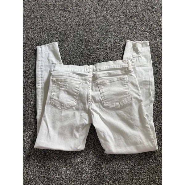 Stevie Hender Jeans Womens Size 9 White Skinny Slim Distressed Raw Hem - Image 6