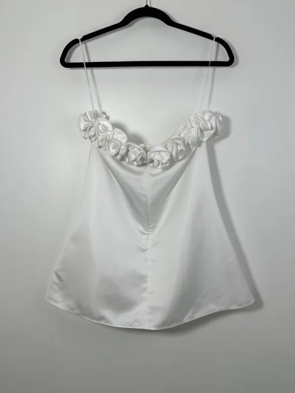 NWT WeWoreWhat Strapless A-Line Rose Mini Dress Duchess Satin Size 0 Formal - Image 5