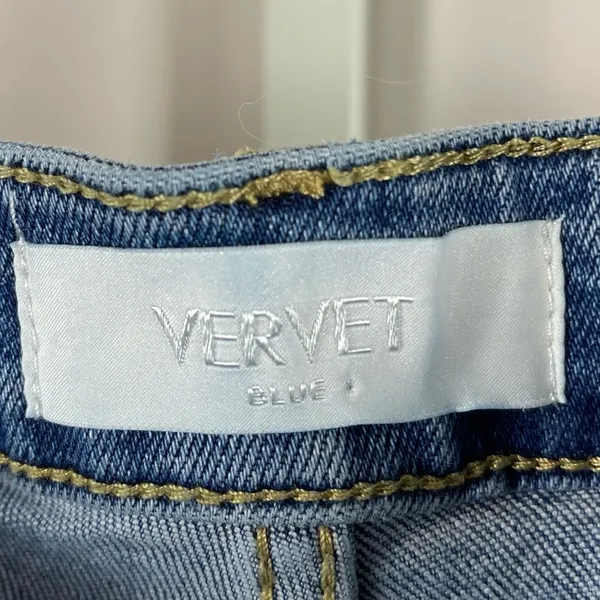 Vervet Size 30 Blue High Rise Distressed Raw Hem Straight Leg Crop Jeans Cali - Image 4