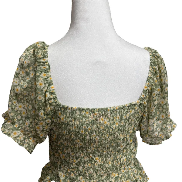 Mele E Pere Smocked Blouse Womens M Cottagecore Y2K Boho‎ Romantic Soft Girl - Image 5