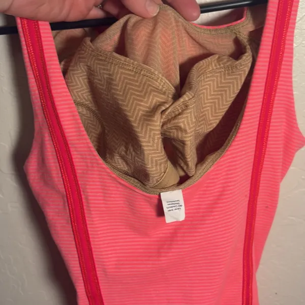 lululemon wholehearted striped NEON orange & red striped tank - Image 6