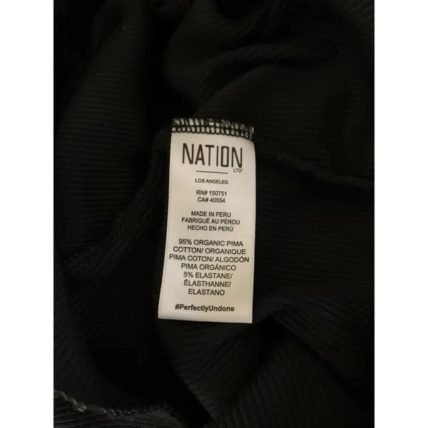 Nation LTD Medium Black Ribbed Ruffle Tie Front Long Sleeve Cardigan - Image 5
