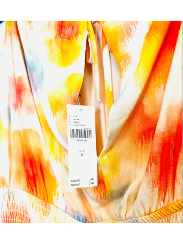 Anthropologie Midi Dress Orange Yellow Floral Tiered Ruffle - Image 6